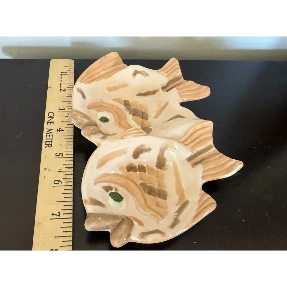 Vintage‎ Ceramic Porcelain Double Fish Dish Trinket Jewelry Organizer 8